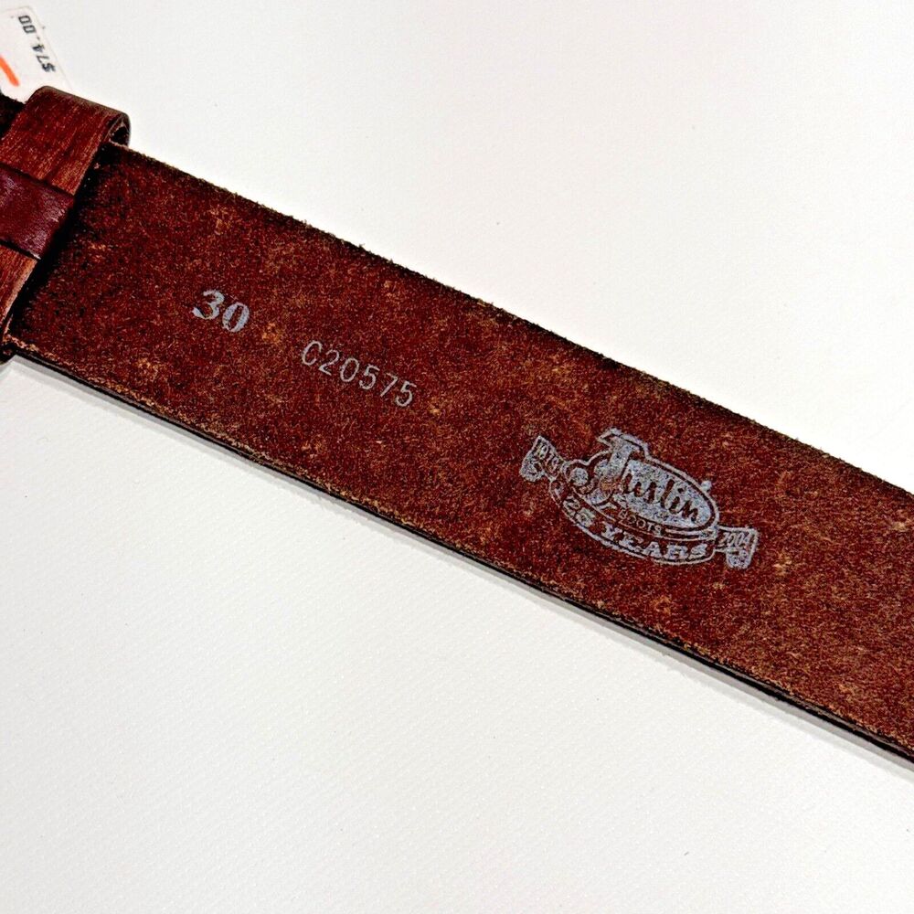 NWT Justin Rough Diamond Studded Western Belt Brown Leather Women Size 30 (B7) - Picture 6 of 8